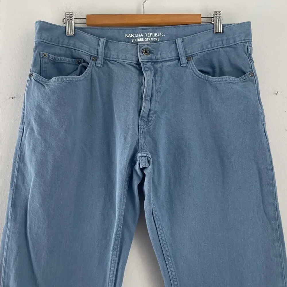 Banana Republic Vintage Straight stretch flat front blue denim jean pants 34x32
